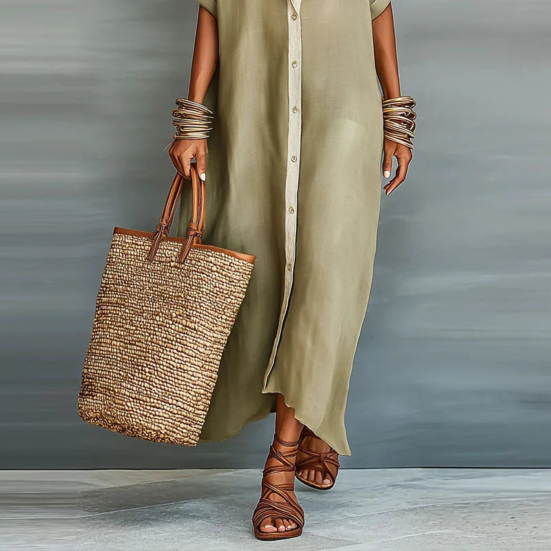 Anastasia™ | Vestido camisero largo con botones