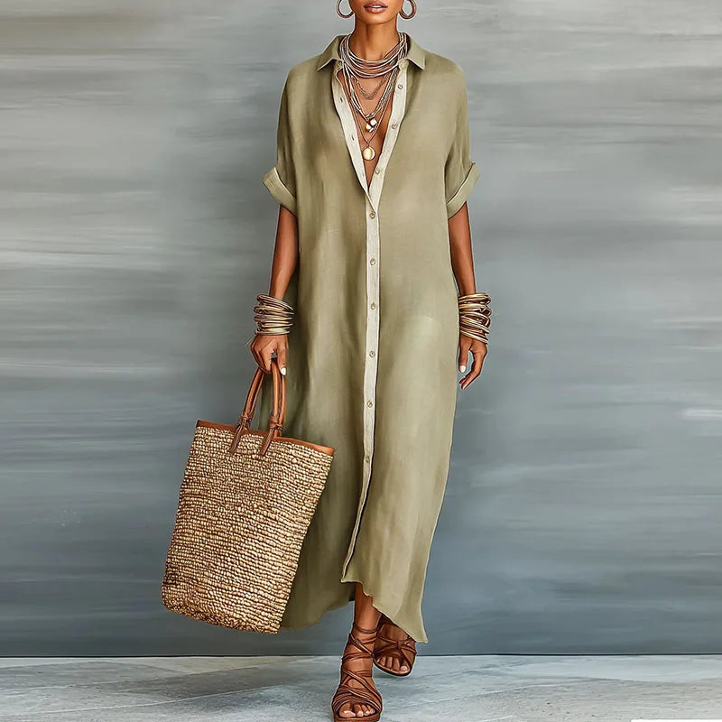 Anastasia™ | Vestido camisero largo con botones