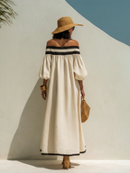 Isabel | Vestido maxi sin hombros y de corte holgado