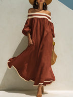 Isabel | Vestido maxi sin hombros y de corte holgado