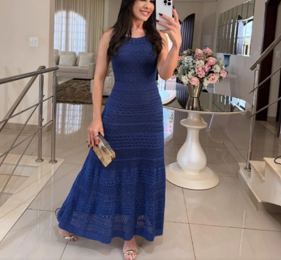 Vestido Maxi Crochet Amaranto – Estilo Boho para tus Vacaciones