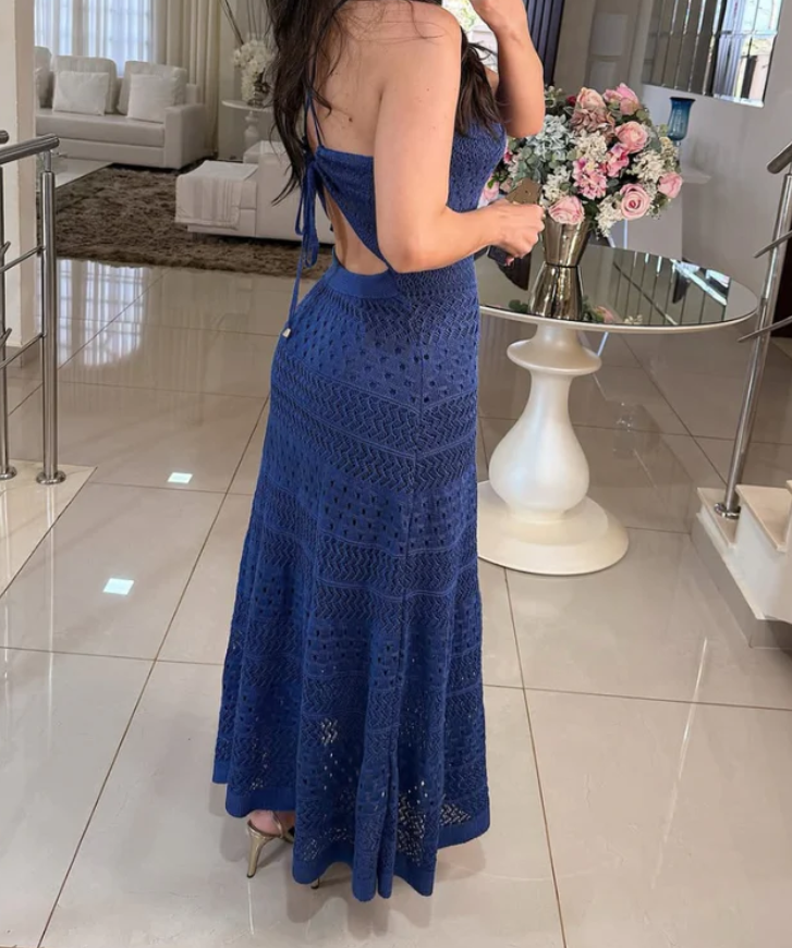 Vestido Maxi Crochet Amaranto – Estilo Boho para tus Vacaciones