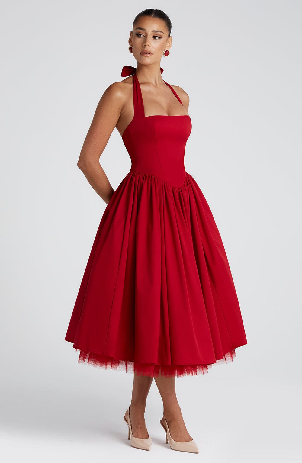Cressida Midi Dress - Red Dress Babyboo Fashion Premium Exclusive Design