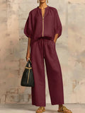 Alba | Conjunto de dos piezas: Camisa de estilo relajado y pantalón de pernera ancha